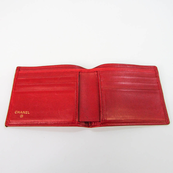 Chanel Bicolor Women's Leather Bill Wallet (bi-fold) Red Color - Picture 3 of 16
